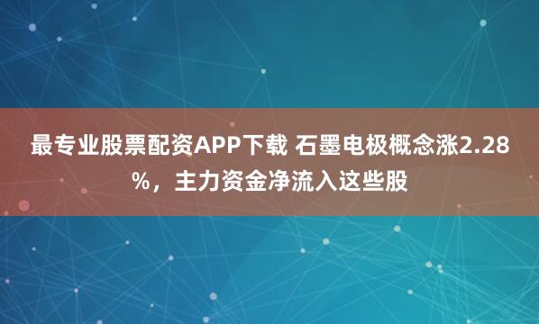 最专业股票配资APP下载 石墨电极概念涨2.28%，主力资金净流入这些股