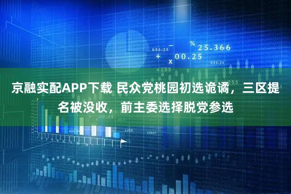 京融实配APP下载 民众党桃园初选诡谲，三区提名被没收，前主委选择脱党参选